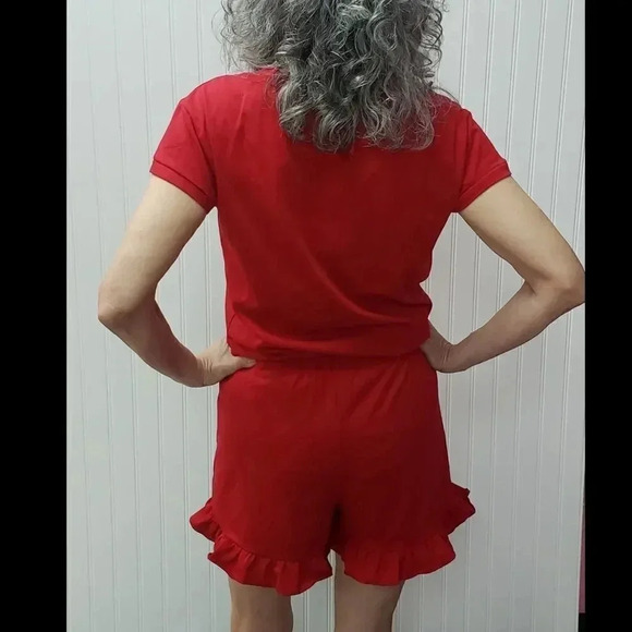 Red Pajama/Lounge wear Short Set - Picture 3 of 3